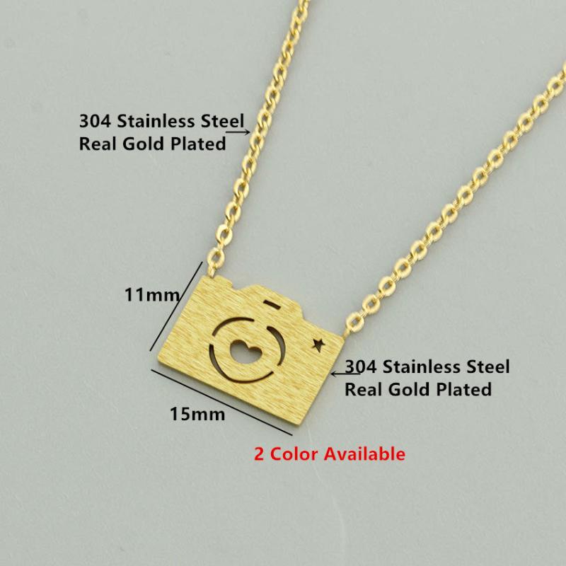 

GORGEOUS TALE Stainless Steel Jewelry Camera Shape Unique Design Dianty Jewelry Pendant Necklace for Women Party Christmas 2021