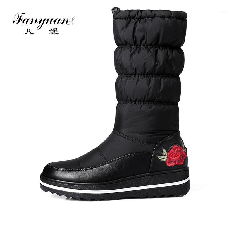 

Fanyuan Brand New women winter warm snow boots fashion knee high boots low heel women casual large size 34-441, Black