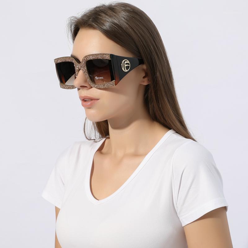 

Square oversized sunglasses women 2020 fashion big size bling gravel rhinestone sun glasses lady vintage shades gafas oculos1