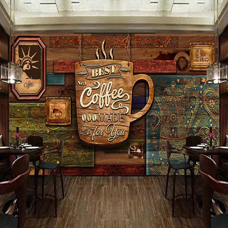 

Custom 3D Hand Drawn Premium Vintage Cafe Wall Covering Waterproof Wallpaper Cafe Restaurant background Wall Home Decor 3D Mural, As pic