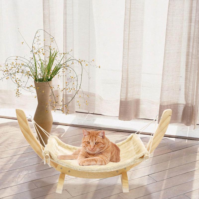 

Fashion Wooden Cat Hammock Soft Cosy Hamster Bed Cushion Small Dog Cat Hanging Bed lazy sofa Hammock