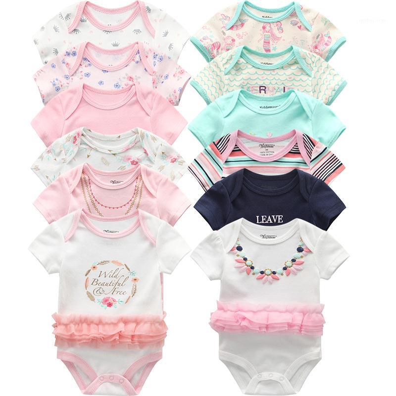 

6pcs/lot Baby Bodysuit Fashion body Suits Short Sleeve Newborn Infant Jumpsuit Cartoon kids baby girl clothes1, Blue 6002
