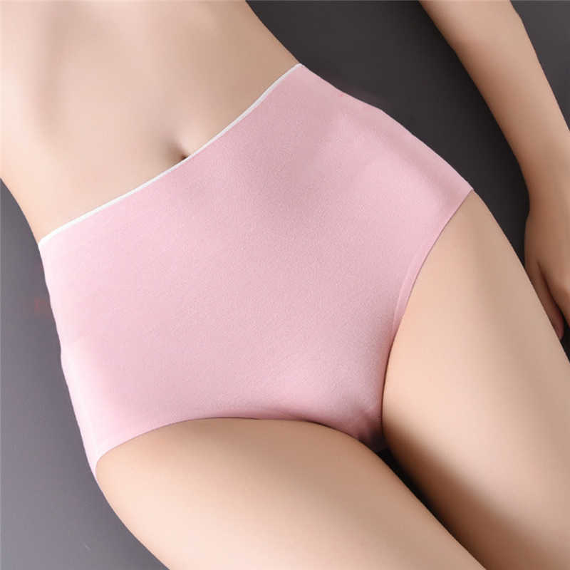 

High Waist Women's Underwear Cotton Seamless Panties Breathable Lingerie Female Briefs Plus Size 2xl, Black;pink