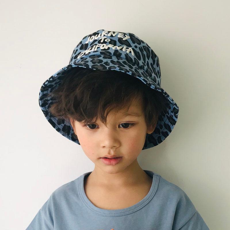 

Boys girls Summer Hat Kids Panama Leopard Bucket Hats Beach Sun Fishing Hat Bob Chapeau, Black dog