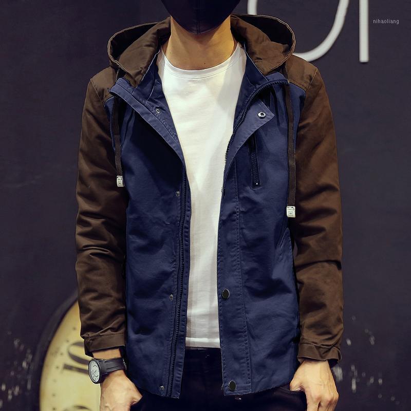 

Plus Size Men Jacket Clothes Patchwork Outerwear Spring Autumn Casual Hooded Male Jacket High Quality Mens clothing Coat1, Red