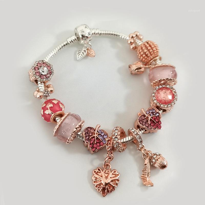 

Charm Bracelets Seialoy Shiny Leaf Buckle Snake Bone Chain Rose Gold Bracelet For Women European Jewelry1