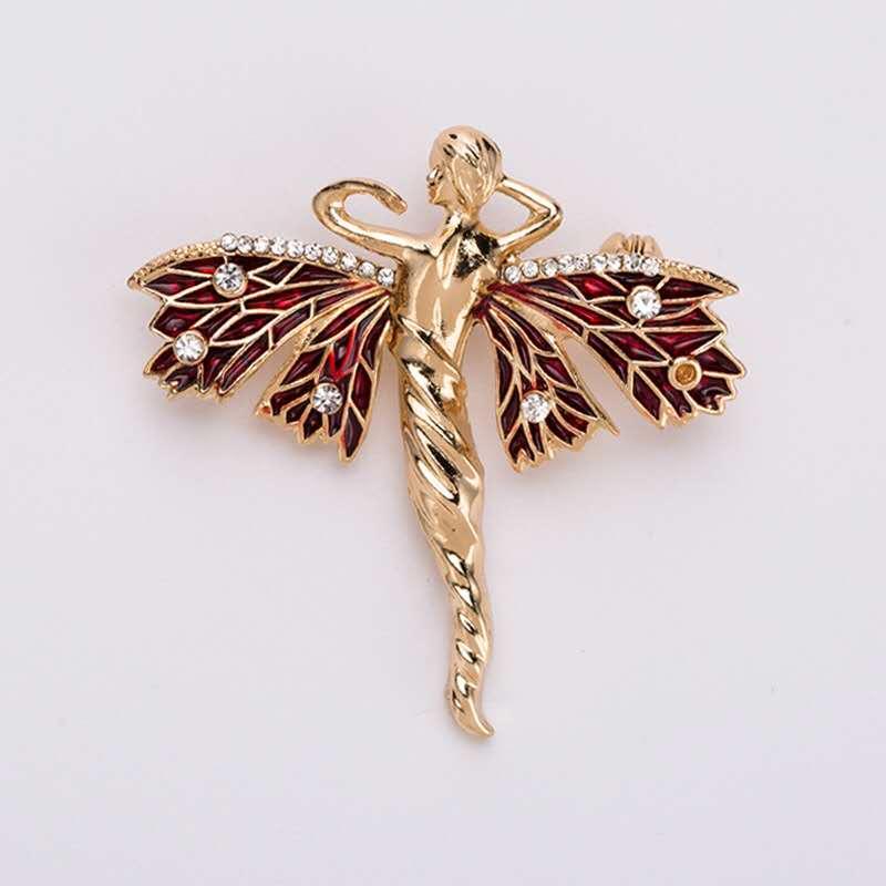 

Pins, Brooches Fashion Enamel Human Face Butterfly Drop Brooch Trendy Elegant Cubic Zirconia Women Pins Emo Jewelry Gifts Broche
