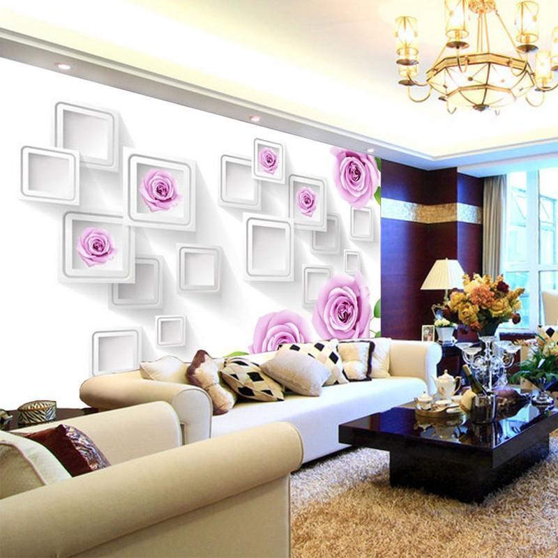 

Dropship Custom Size Photo 3D Large Mural Modern Minimalist TV Background Wall Bedroom Pink Rose Wallpaper Mural Wall Paper1, As pic