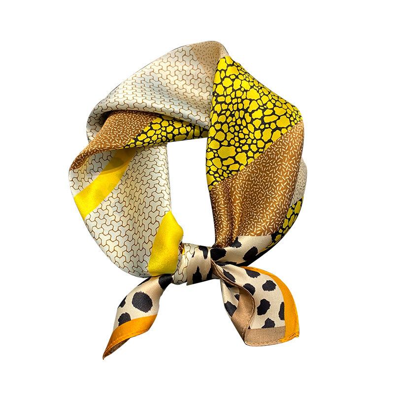 

Scarves Fashion Silk Hair Scarf Women Handkerchief Printed Female Square Head Bandana 100% Pure Beach Shawls Wraps 2022, Blue;gray