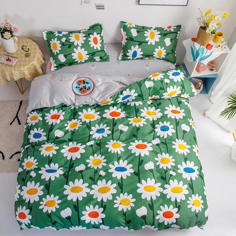

Classic Pastoral Sun Flower Bedding Sets Duvet Quilt Cover Sheet Pillow Case Bed Linens 220x240cm King Size Home Textile1, Orange