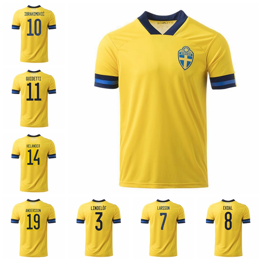 

2020 2021 National Team Sweden Soccer Jersey 10 IBRAHIMOVIC 7 HEDLUND 11 KACANIKLIC 9 BERG 7 LARSSON 3 DANIELSON Football Shirt Kits, Yellow