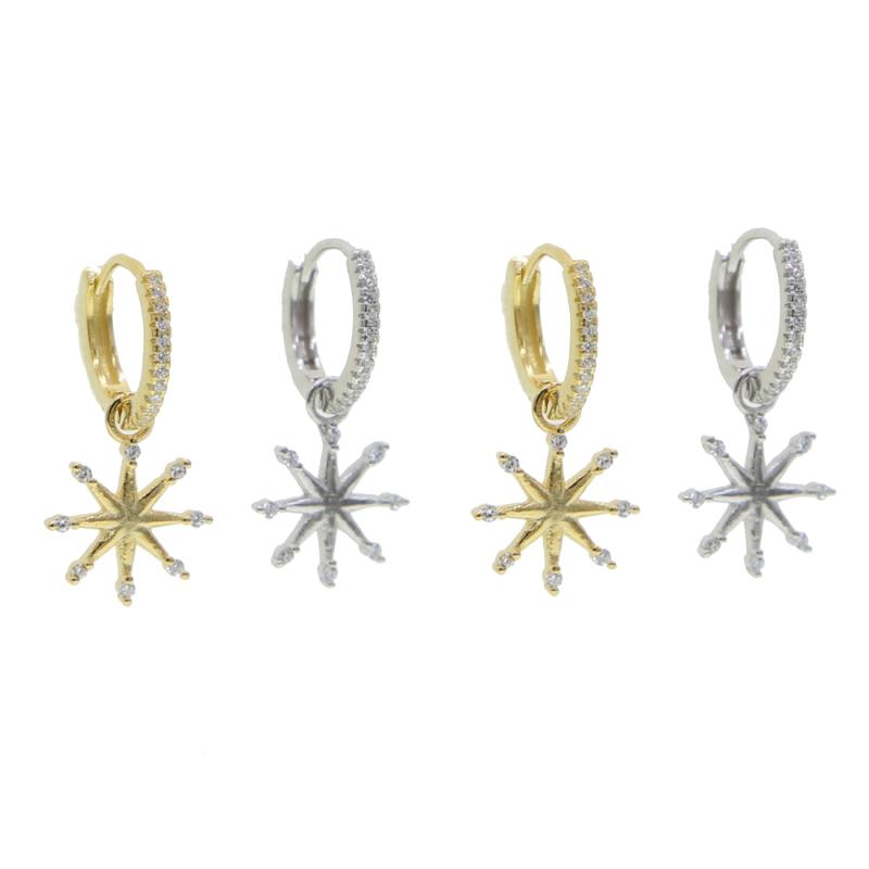 

high quality 925 sterling silver star charm hoop earring 5A sparking bling cz delicate minimal silver jewelry