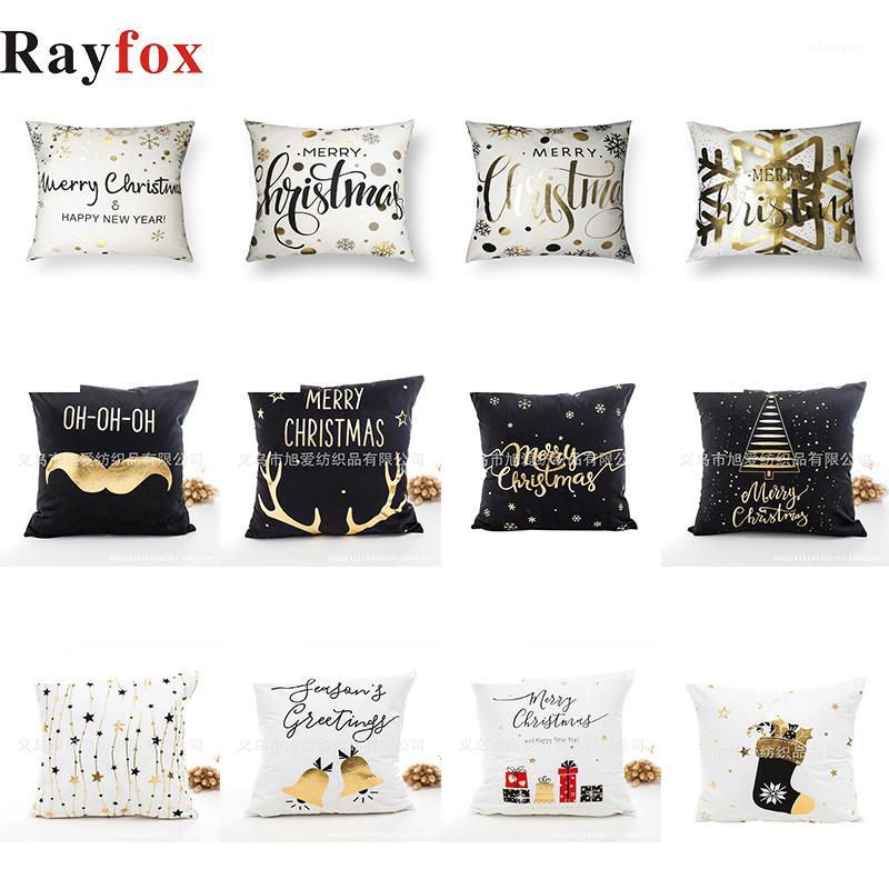 

45*45cm Christmas Decoration For Home Cotton Linen Merry Christmas Cover Cushion Xmas Party ornaments 2019 Navidad New year Gift1