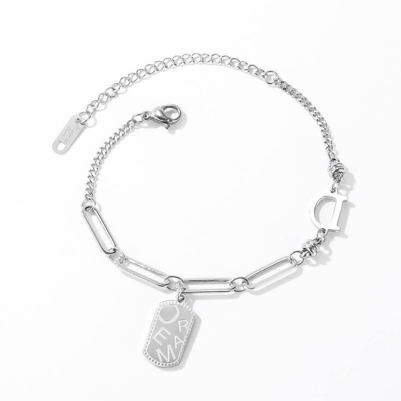 

Fashion Geometric Square Letter Bracelets Adjustable Chain Stainless Steel Wristband for Men Sporty Male Jewelry