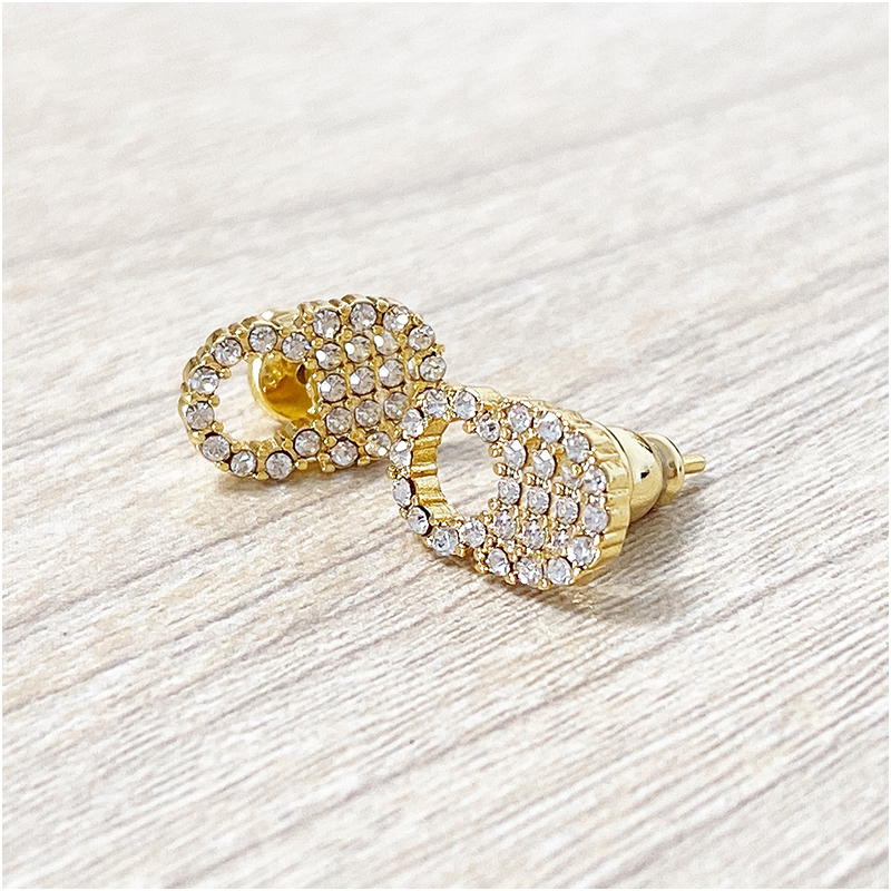Gold CZ Diamond Crown Stud Earrings Fashion Jewelry Beautiful Wedding Engagement Gift Gold Letter Earrings With Box With Stamp Free Shipping-image-591376787