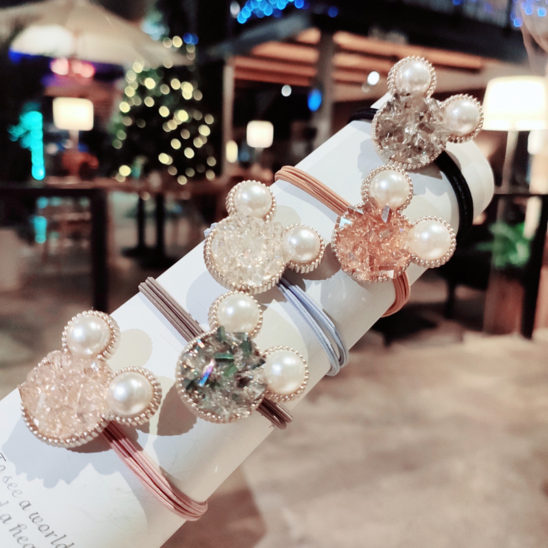 

Tie hair rope point drill tie hair band headgear women's high elastic hair binding leather band headdress F0006