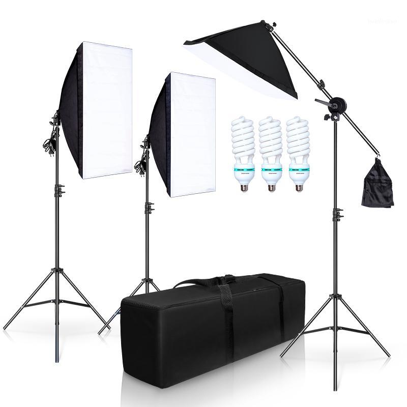 

Photography Studio Softbox Lighting Kit with 3 X 5500K Bulbs Arm Holder Photo Video Continuous Soft Box Lighting Set for YouTube1