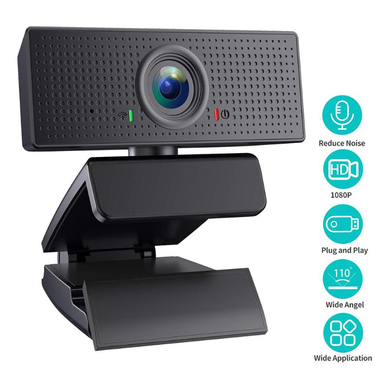 

VODOOL 1080P HD USB 2.0 Webcam 30 frames/sec High Fluency Computer Camera with Noise Reduction Microphone For PC Computer