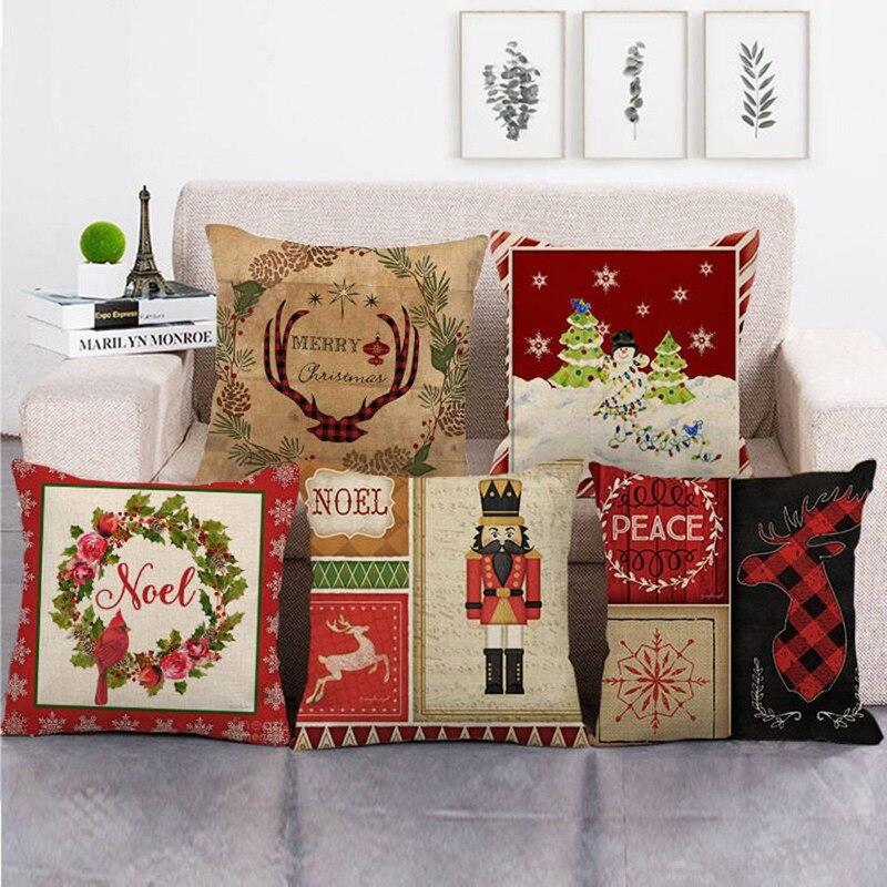 

Merry Christmas Decoration For Home Santa Claus Reindeer Pillow Case Christmas Xmas Navidad Happy New Year Nordic Simplicity, H02