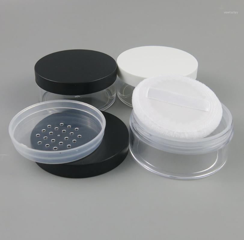 

50g Portable Plastic Empty Loose Box Makeup Jar Container Travel Puff Box Sifter Container Cosmetic Case1