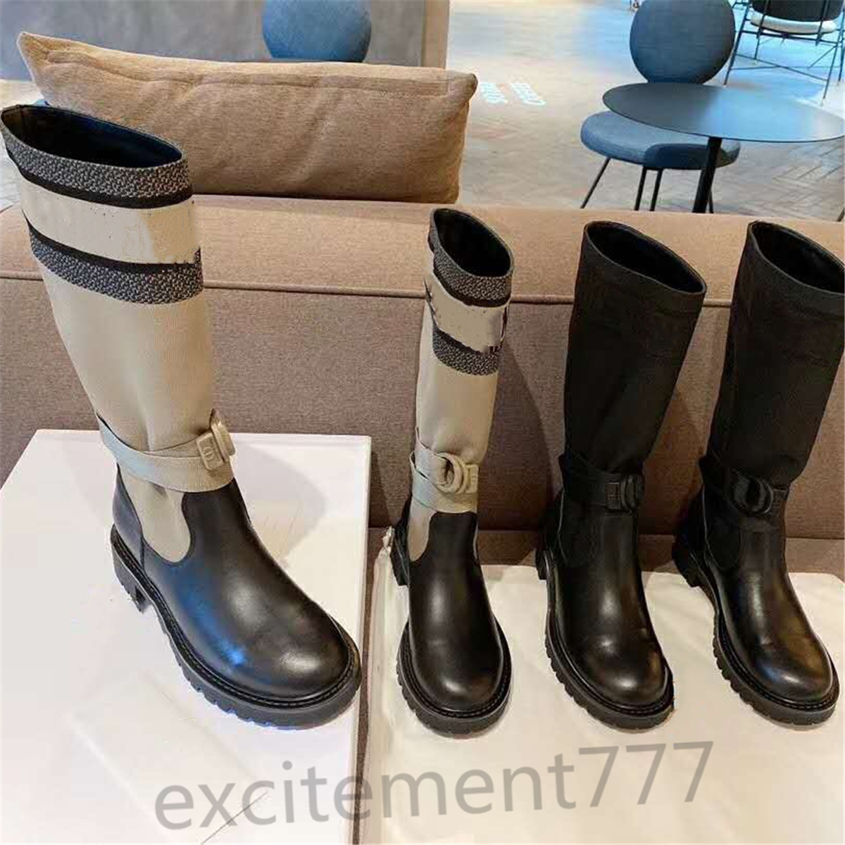 

The Latest Autumn Winter 2020 Electronic Embroidery Matching Color Letters Logo Round Head Middle Boot For Women, Goodboots