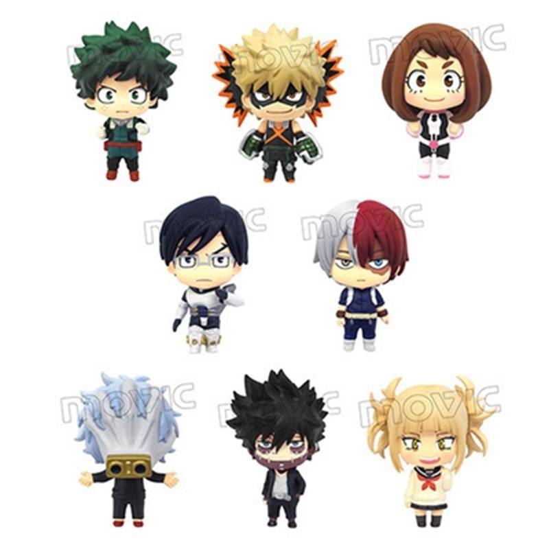 

5cm 8pcs/set My Hero Academia Himiko Toga Midoriya Izuku Shouto Bakugou Katsuki URARAKA action figure toys Christmas gift doll Y200421