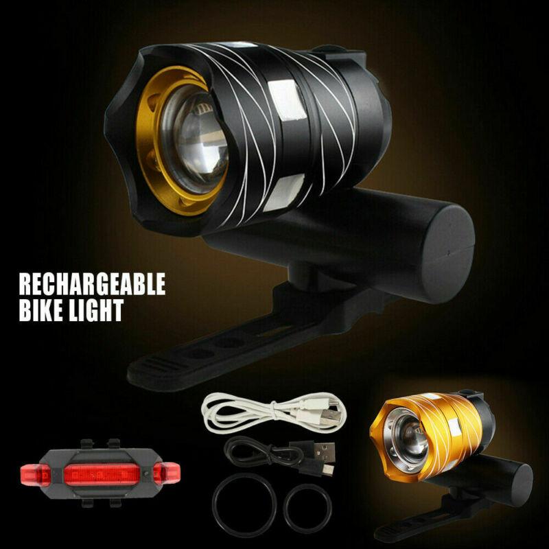 

Bike Light Zoomable LED Bicycle Cycling MTB Front Rear Tail Light Head Taillight Warning Rechargeable Lights