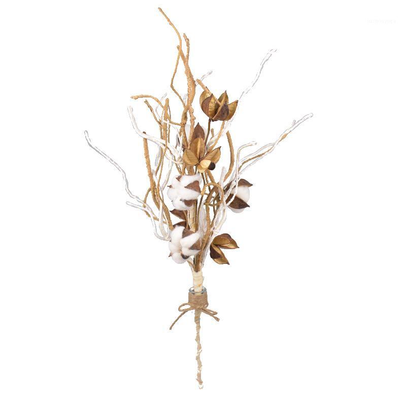 

4Balls per Stem Cotton Flower Dried Cotton Stems Farmhouse Naturally Artificial Flower Picks Natural Balls reed pampas1, Handmade cotton