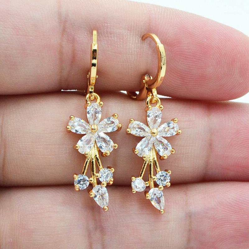 

Kemstone Red Pink White Purple Cubic Zirconia Flowers Water Drop Cppper Dangle Earrings Female Jewelry Gift for Women1