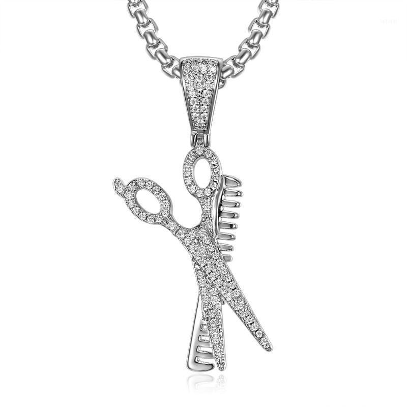 

Men Hip hop iced out Scissors shape pendant necklaces Pave setting Zircon Fashion novelty pendants necklace Hiphop jewelry gift1