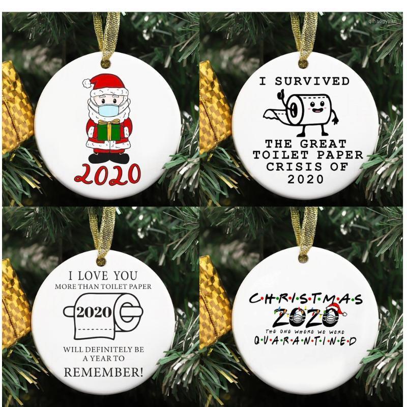 

1pc Creative Christmas Ornament Quarantine Survived 3 inch Round Funny1