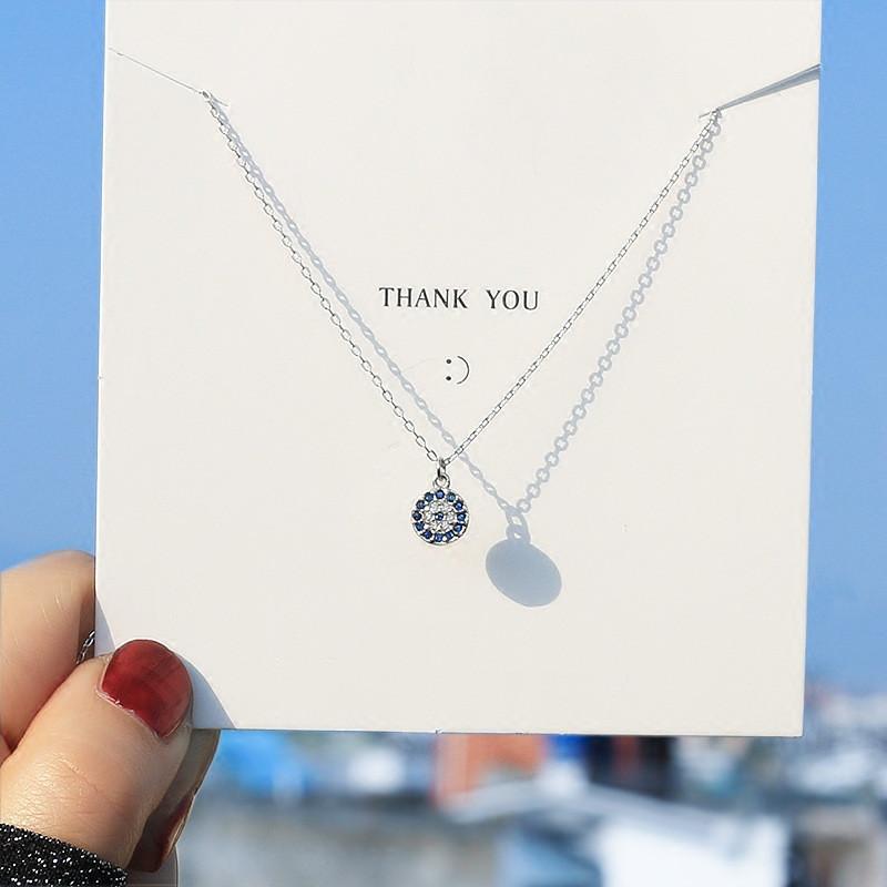 

Evil Turkish Eye Pendant Necklace Women Rose Gold Choker Short Chain Blue Crystal Minimalist Necklaces Lucky Jewelry