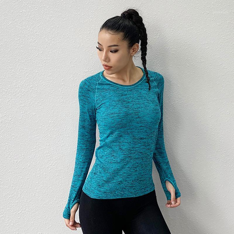 

Fitness Clothes T-shirt Long Sleeve Running Women Yoga Shirts Quick Dry Full Fits True to Size, Take Your Normal Round Neck1, Blue