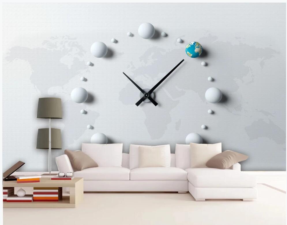 

3d wallpaper custom photo mural on the wall Earth time clock background home decor living room 3d wall murals wallpaper for walls 3 d, Non-woven wallpaper