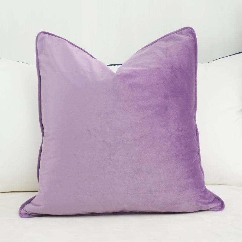 

Piping Design Purple Velvet Cushion Cover Pillow Case Soft Pillow Cover No Balling-up Without Stuffing1, As pic