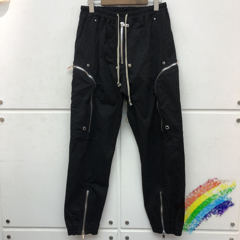 

High Street Pants Men Women Top Quality zipper Trousers Drawstring Elastic Slacks Slim Trousers, Black