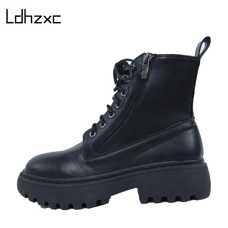 

LDHZXC 2021 Fashion Ankle Boots high Heel Comfortable platform Boots For Women With Heels Black Female Footwear Outside New