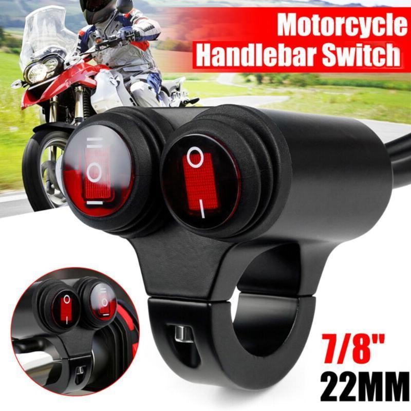 

7/8Inch 22mm Motorcycle ATV Handlebar Control Switch ON OFF Fog Headlight 12V Waterproof Double Flasher Switch Replacement1