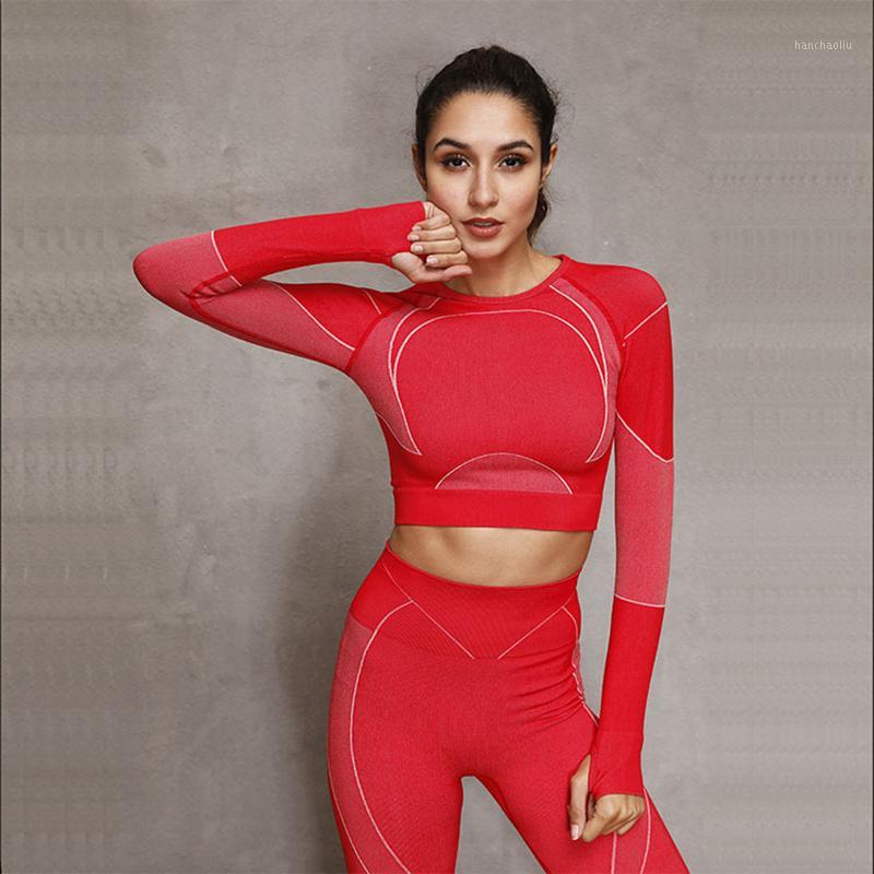 

YFGWSP Long Sleeve Sports Top Women 2020 Seamless Yoga Workout Gym Top Women Quick Dry Sport Shirt Winter Red Blue Black1, Black