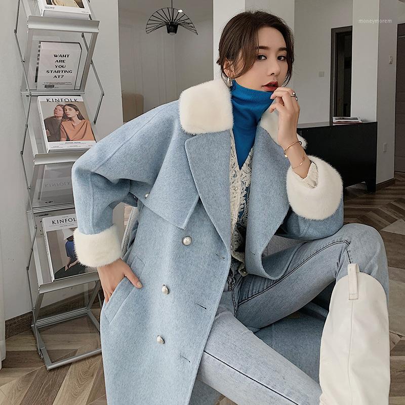 

High Quality 100% Wool Coat Female Jacket Korean Style Autumn Winter Clothes Women Collar 2020 Manteau Femme Pph29251, Pink