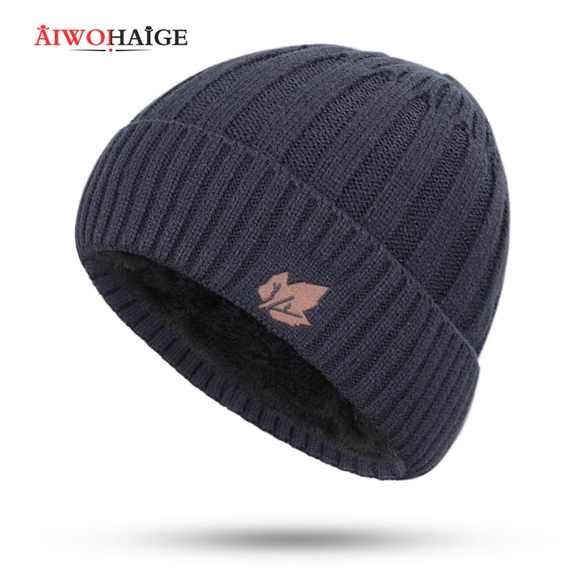

2020 The New Multi-piece hat winter man caps warm Thicken Hedging Cap knit beanie 2 Pieces Set plush wholesale unisex vintage, Black-a