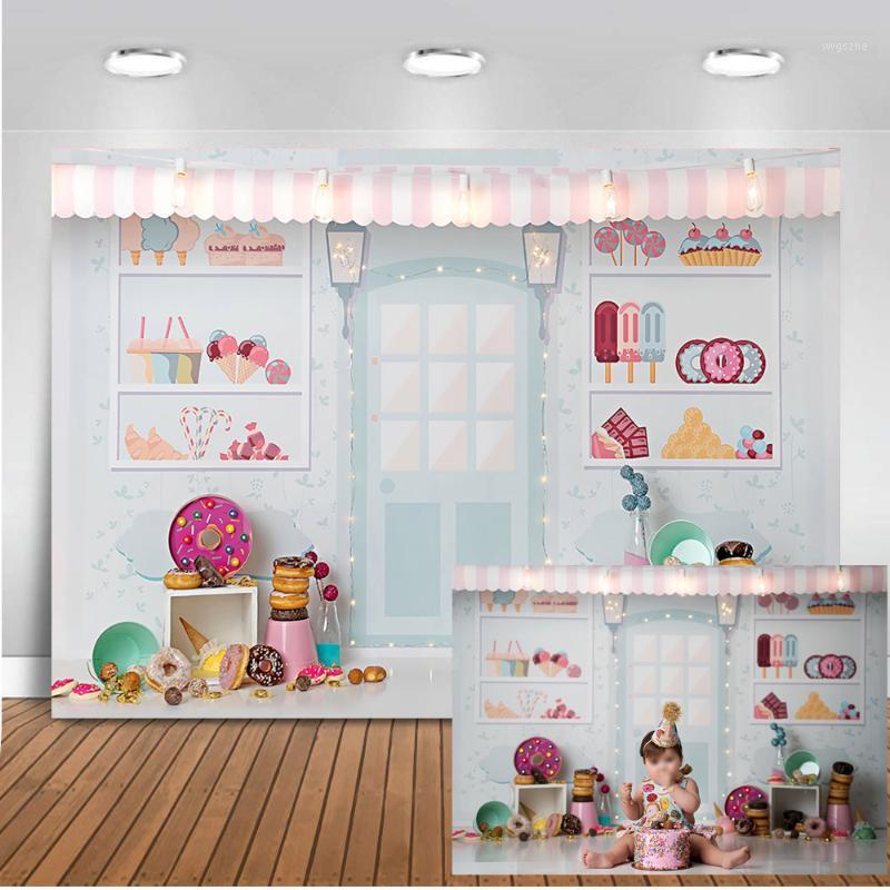 

Neoback Candy Bar Backdrop for Photography Sweet Shoppe Birthday Theme Party Banner Decoration Background for Photo Studio 4031