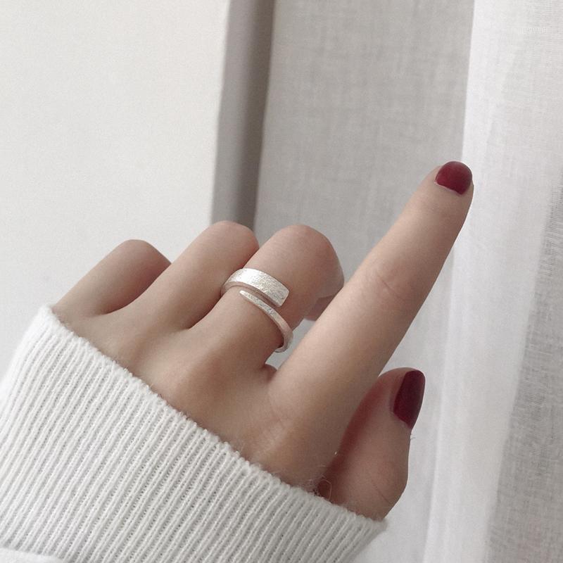 

Simple Fashion Frosted Open Finger Ring Silver Color Geometric Ring For Women Party Accessories1
