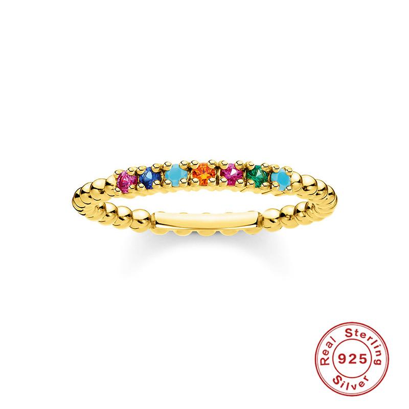 

Cluster Rings Aide Genuine 925 Sterling Silver Rainbow Color Zircon Gold Luxury For Women Gift Rock Punk Crystal Finger Ring Jewel