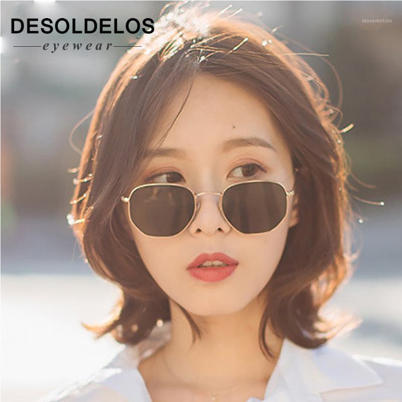

New Arrival Polygon Clear Square Sunglasses Women Fashion Brand Design Lady Vintage Metal Small Frame Plain Sun Glasses UV4001