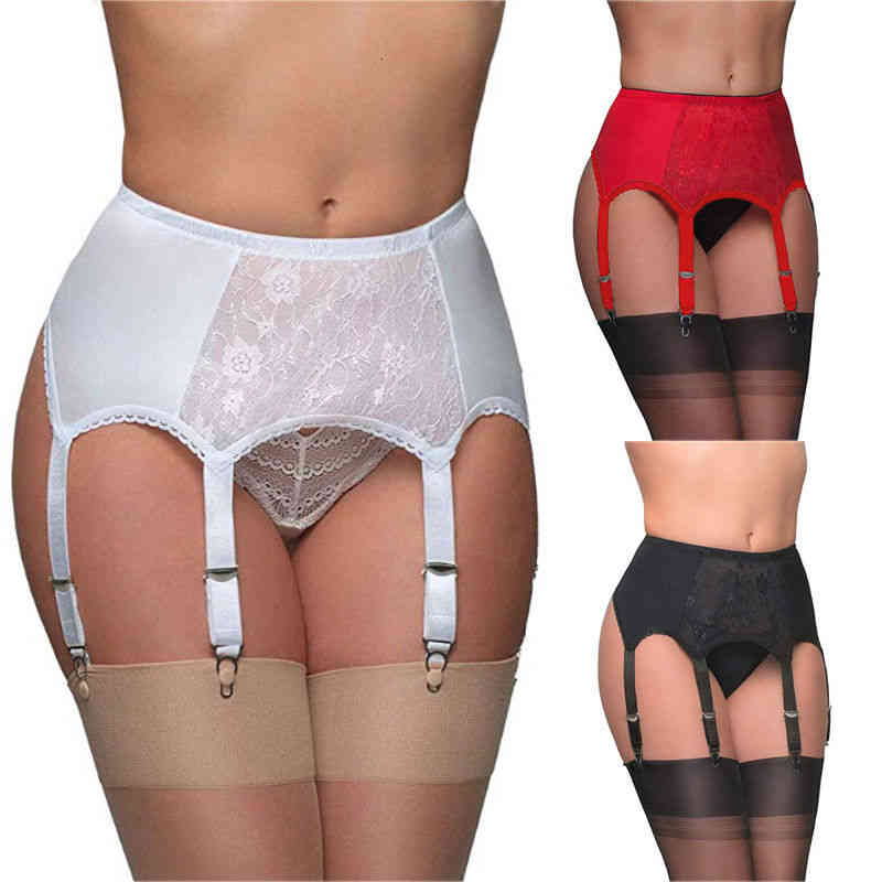 

Sexy Lingerie Vintage High Waist Garter Belt Mesh Suspender 6 Straps for Thong Stocking Plus Size S-xxl, Red
