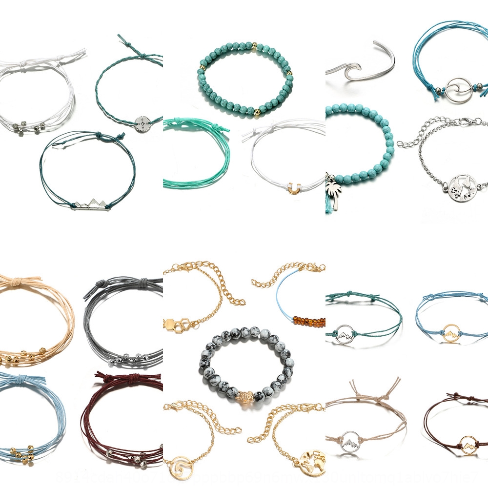 

New Bohemian Beads wax line Bracelet wax line thread Beaded turtle hemp rope compass hollowed out mountain tassel Bracelet 4v3jw