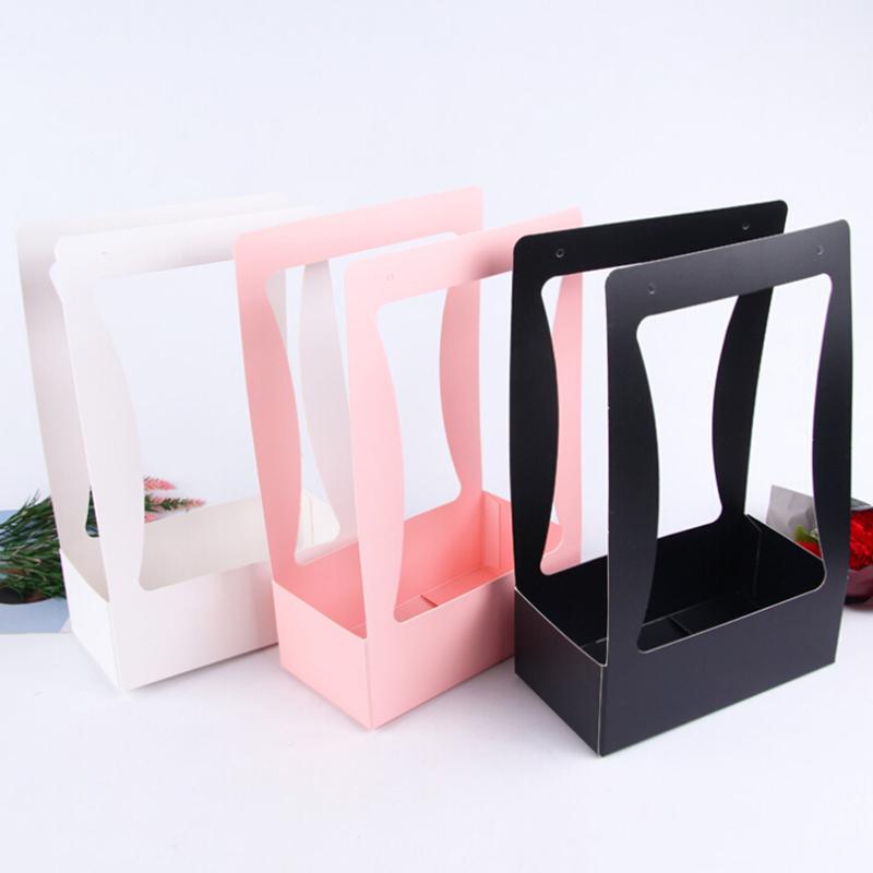 

6pcs /set Portable Flower Box Packaging Flower Basket Gifts Folding Paper Box Florist Supplies for Valentine's Day Gift