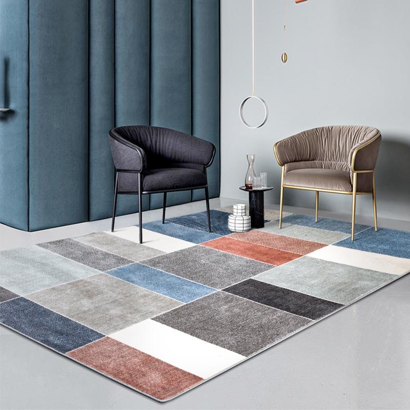 

Post-modern office room decoration carpet Nordic style big size mosaic plaid bedside rug, INS geometric living room rug, As picture