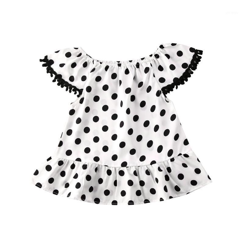 

New Toddler Baby Girl Dresses 2020 Tassels Off-Shoulder Polka Dots A Line Dress Ruffle Party Clothes Princess Dresses1, As photo shows